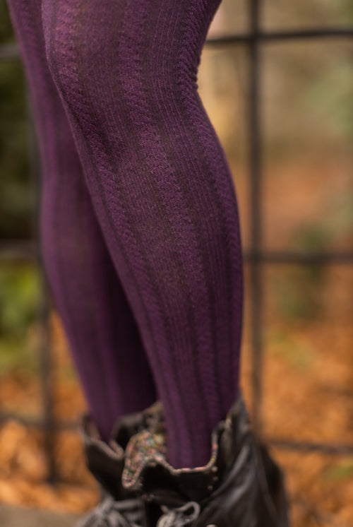 Oops! Cable Thigh High - Plum