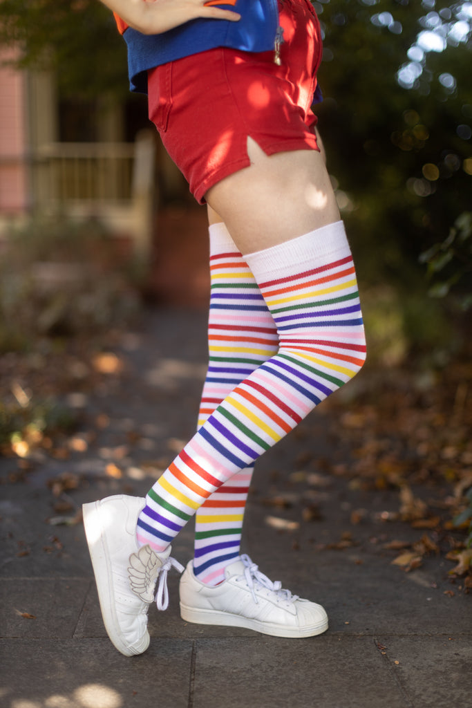 Oops! Rainbow Brights Thigh High Socks
