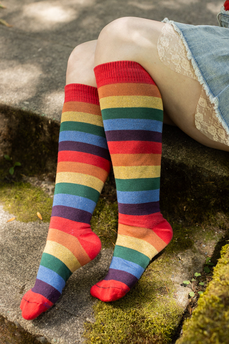 Wider Stripes Over the Rainbow Knee High