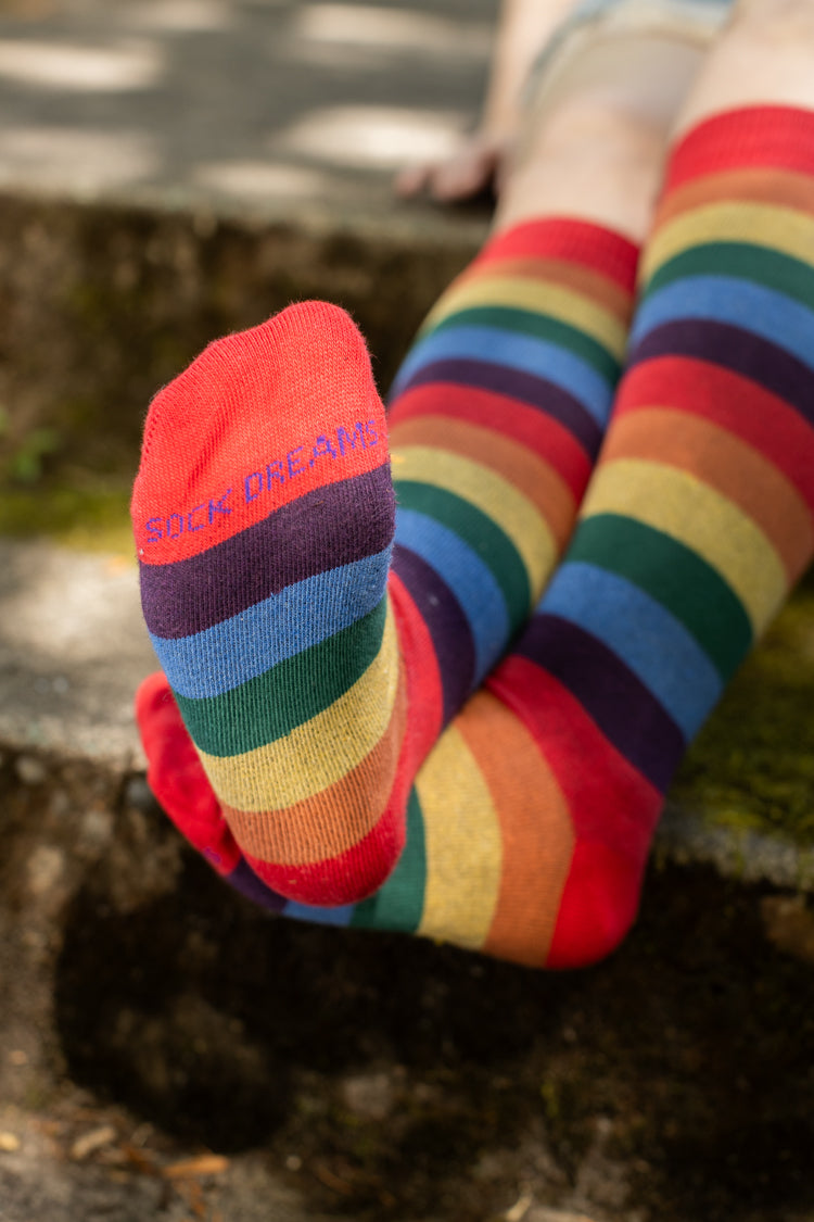 Wider Stripes Over the Rainbow Knee High