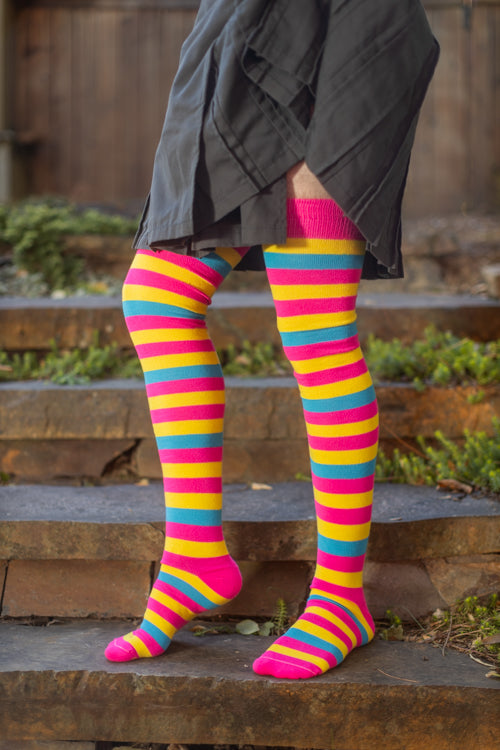 Oops! XL Foot Longer Original Pride Stripes Socks - Pansexual