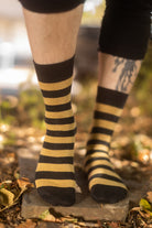 Preppy Striped Tube Socks - Black/Honey