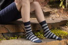 Preppy Striped Tube Socks - Navy/Grey