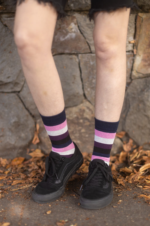 Pride Stripes Cotton Crew Socks - genderfluid