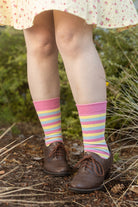 Pride Stripes Cotton Crew Socks - Pansexual