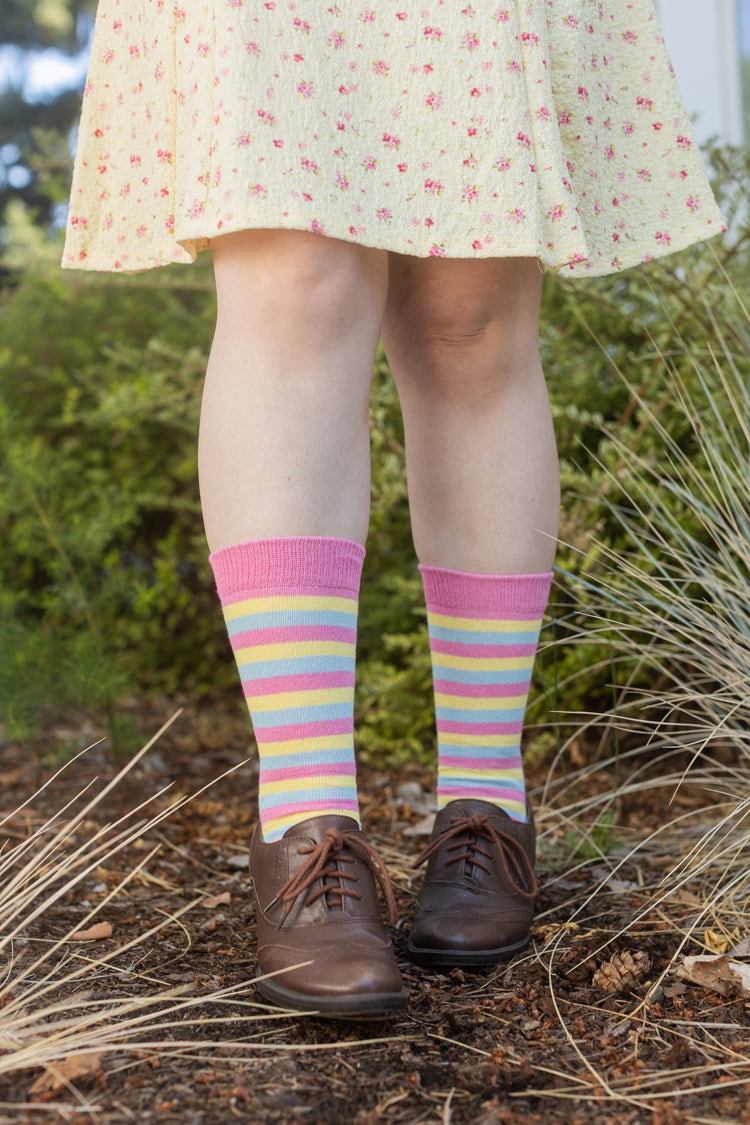 Pride Stripes Cotton Crew Socks - Pansexual