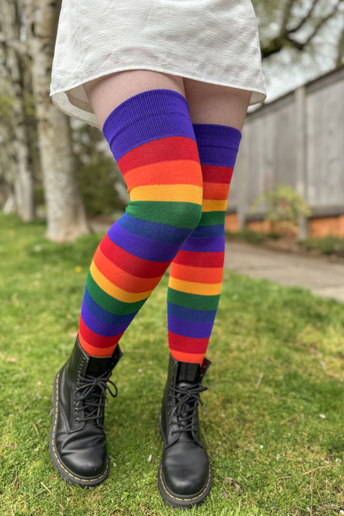 Radiant Rainbows Extraordinary Thigh High Socks