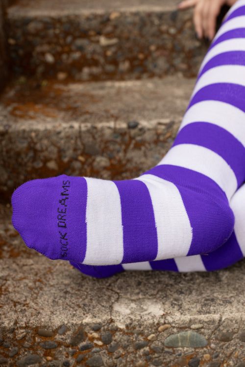 Longer Extraordinary Programming Socks - Purple & White