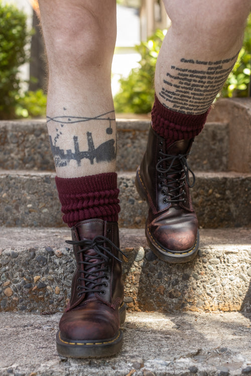 Cozy Slouch Socks - Maroon