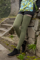 Longer Extraordinary Thigh High Socks - Olive