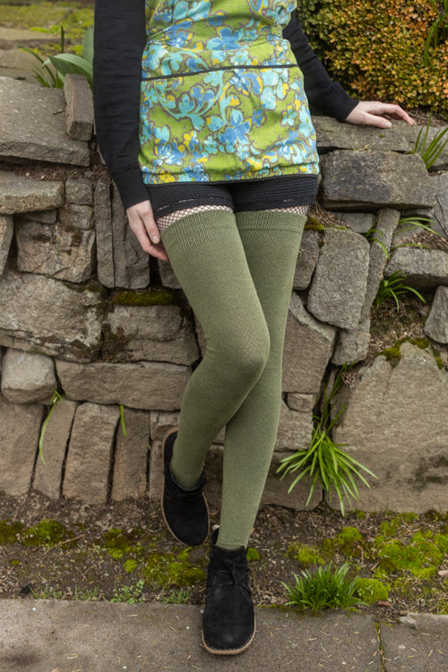 Longer Extraordinary Thigh High Socks - Olive