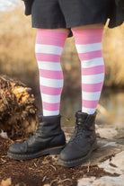 Striped Extraordinary Thigh High Socks - Bubblegum/White