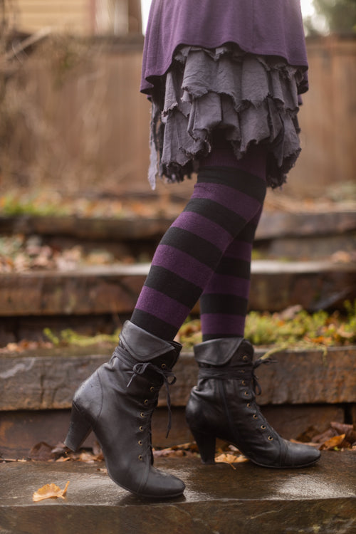Imperfect! Striped Extraordinary Thigh High - Plum/Black