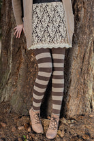 Longer Striped Extraordinary Thigh High Socks - Coffee & Mocha