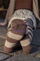 Longer Striped Extraordinary Thigh High Socks - Coffee & Mocha