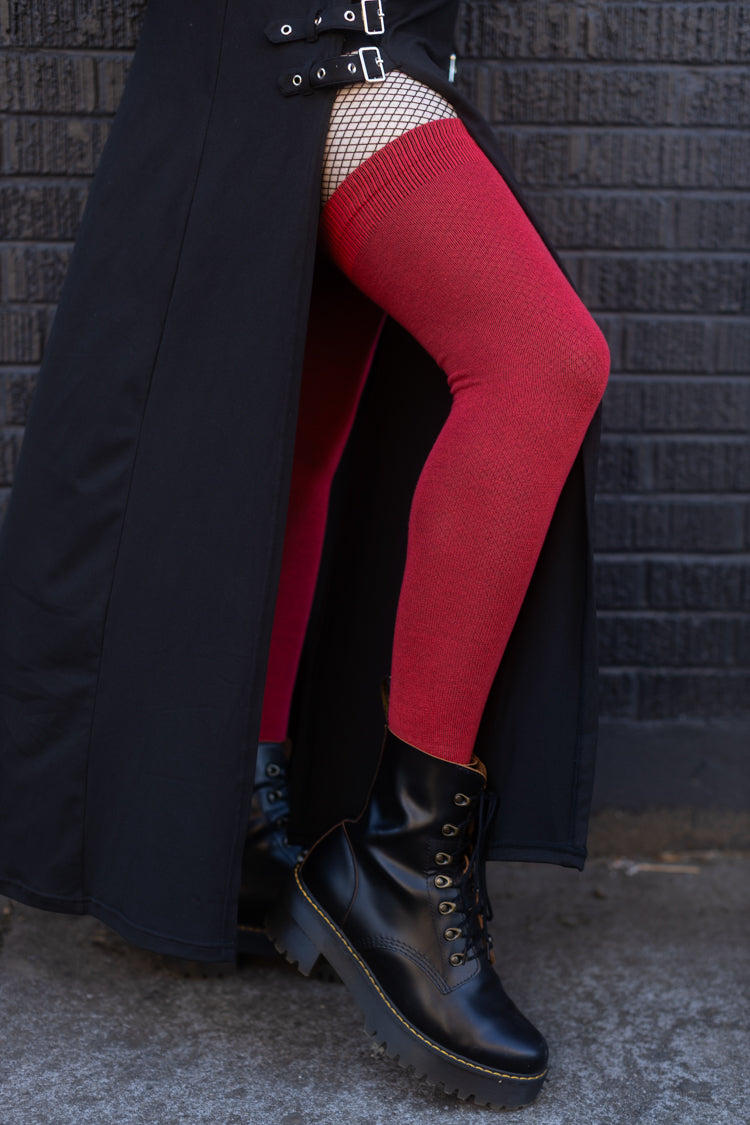 Longer Extraordinary Thigh High Socks - Red
