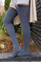 Longer Extraordinary Thigh High Socks - Steel Blue