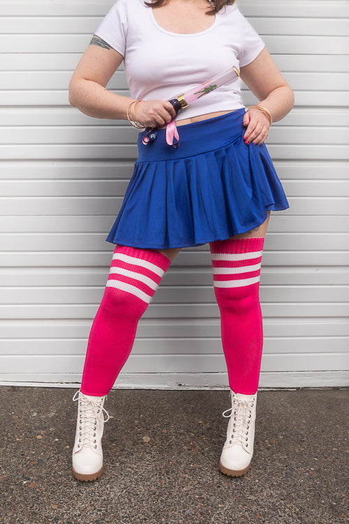 Magical Kawaii Thigh High in Fuchsia, White