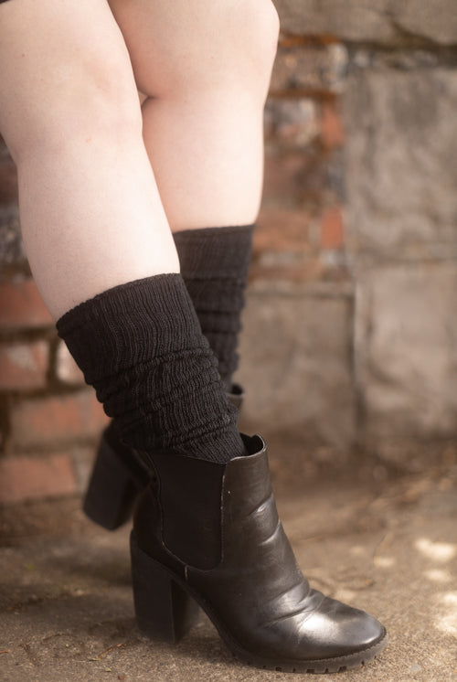Cotton Slouch Socks - Black