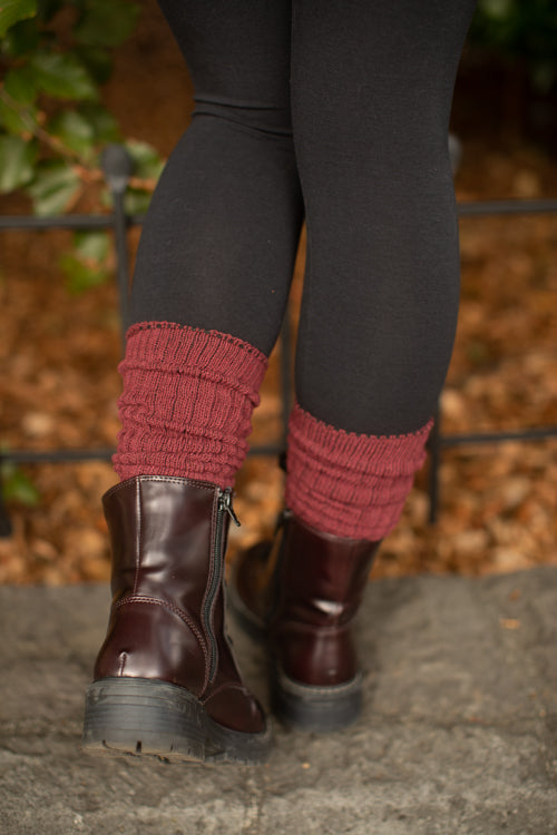 Cotton Slouch Socks - Dark Red