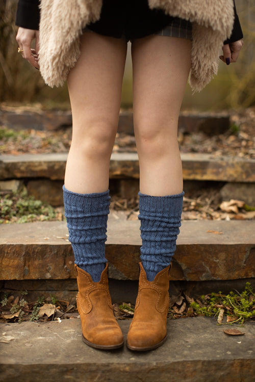 Cotton Slouch Socks - Denim