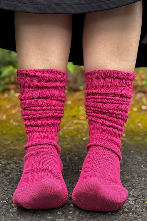 Cotton Slouch Socks - Fuchsia