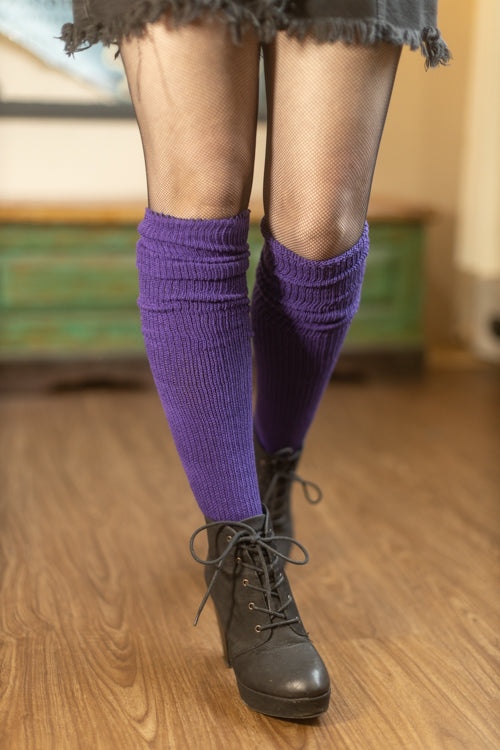 Cuffable Scrunchable Knee High Socks - Violet