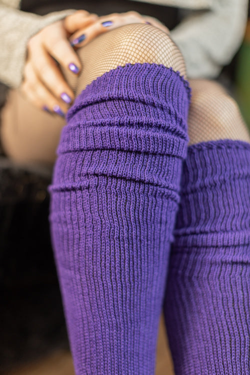 Cuffable Scrunchable Knee High Socks - Violet