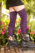 Dark Magic Marled Thigh High Socks - Dark Violet