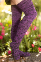 Dark Magic Marled Thigh High Socks - Dark Violet