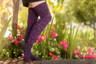 Dark Magic Marled Thigh High Socks - Dark Violet