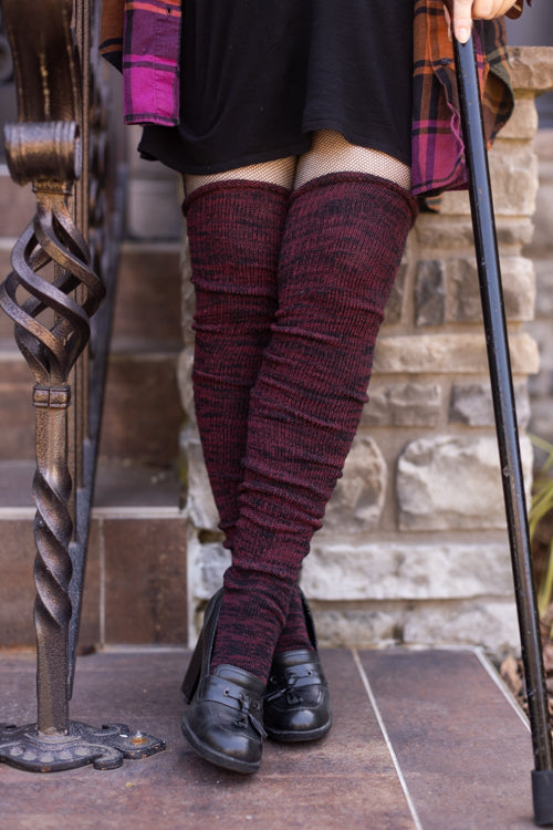 Dark Magic Marled Thigh High Socks - Bloodmoon