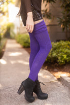 Longer M45 Ribbed Thigh High with Roll Top - Violet