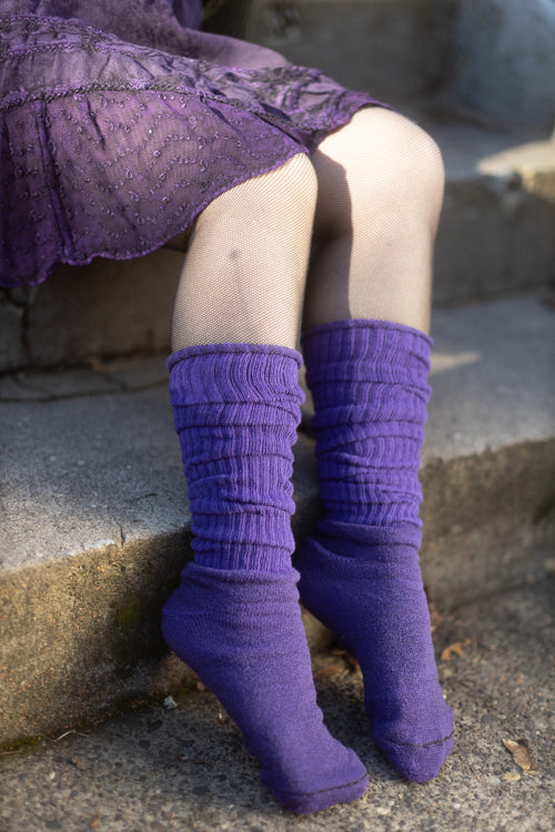 Longer Thicker Slouch Socks - Violet
