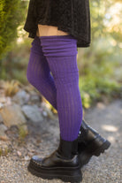 M45 Ribbed Thigh High with Roll Top - Violet