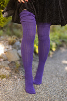 M45 Ribbed Thigh High with Roll Top - Violet