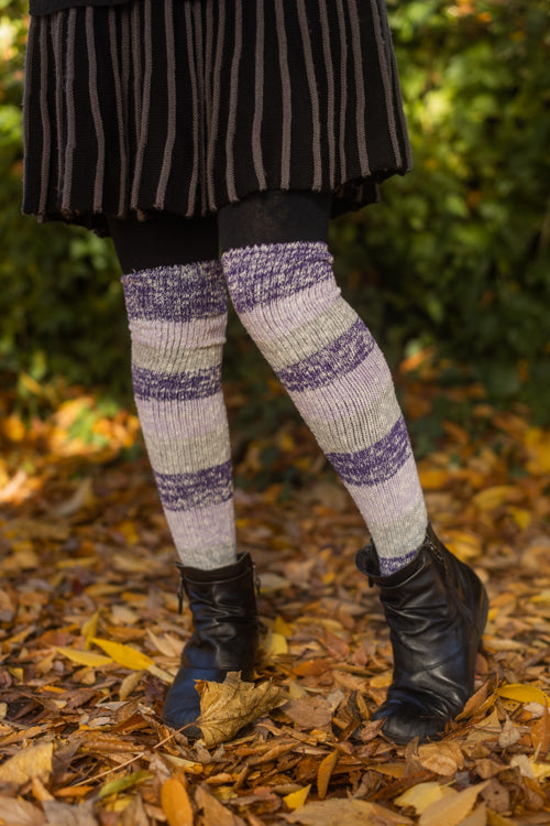 Marled Stripe Knee Socks - Amethyst 