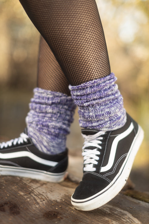 Marled Slouch Socks - Violet