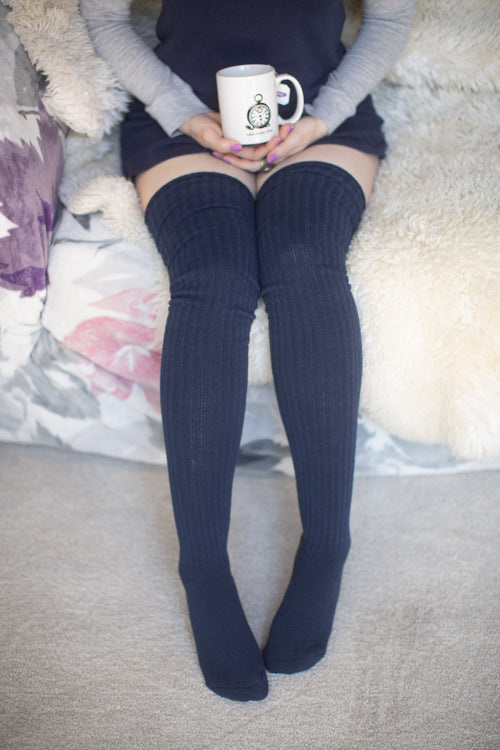 Ribbed M Stockings - Navy