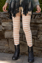 M Stripes Thigh High Socks - Toe Beans Pink & Sweet Cream
