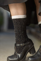 Tweed Knit Crew Socks - Black