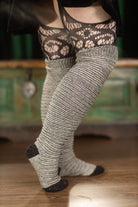 Slinky Confetti Thigh High Socks - Black Confetti & Sweet Cream