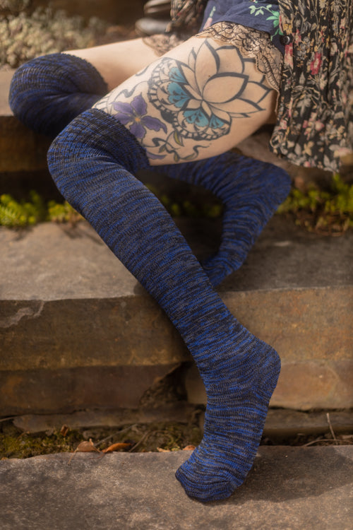 Space Dyed Knee Socks - Midnight Ocean