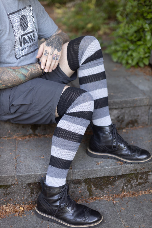 Shadow Stripes Thigh High Socks - Large