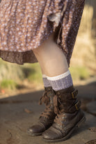 Tweed Knit Crew Socks - Lavender