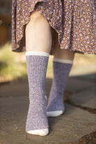 Tweed Knit Crew Socks - Lavender