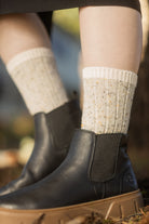 Tweed Knit Crew Socks - Oatmeal