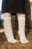 Tweed Knit Crew Socks - Oatmeal