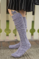 Tweed Knit Diamond Rib Socks - Lavender