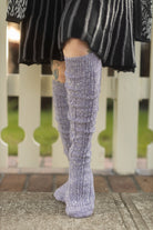 Tweed Knit Diamond Rib Socks - Lavender